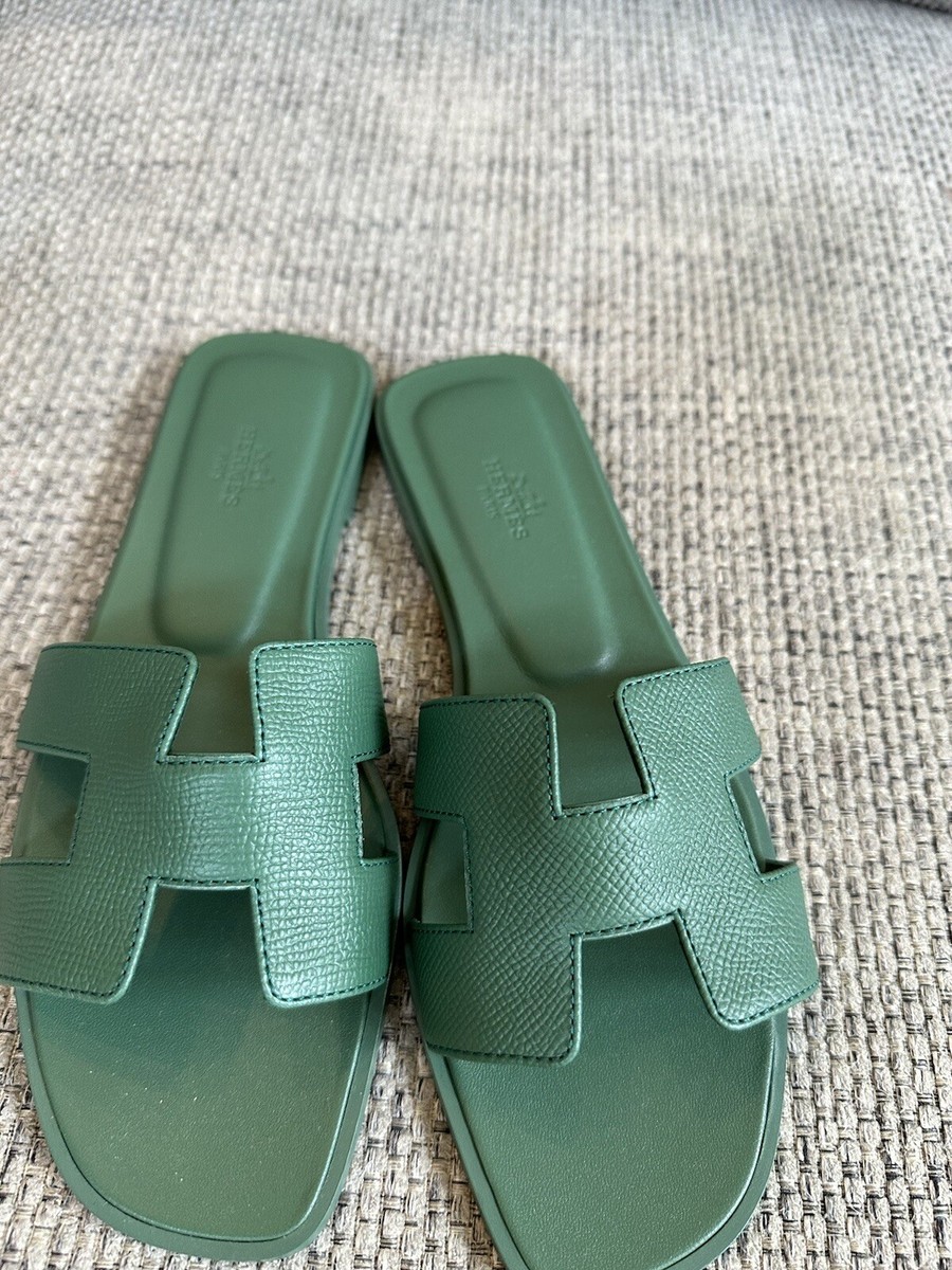 Size 36EU NEW in Box HERMÈS Vert Lierre Epsom Oran Sandals | eBay