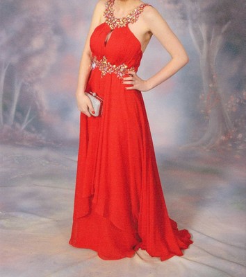 bright red prom dress