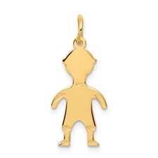 14K Yellow Gold .018 Depth Engravable Boy Charm Pendant L- 0.99 Inch, W-0.4 Inch