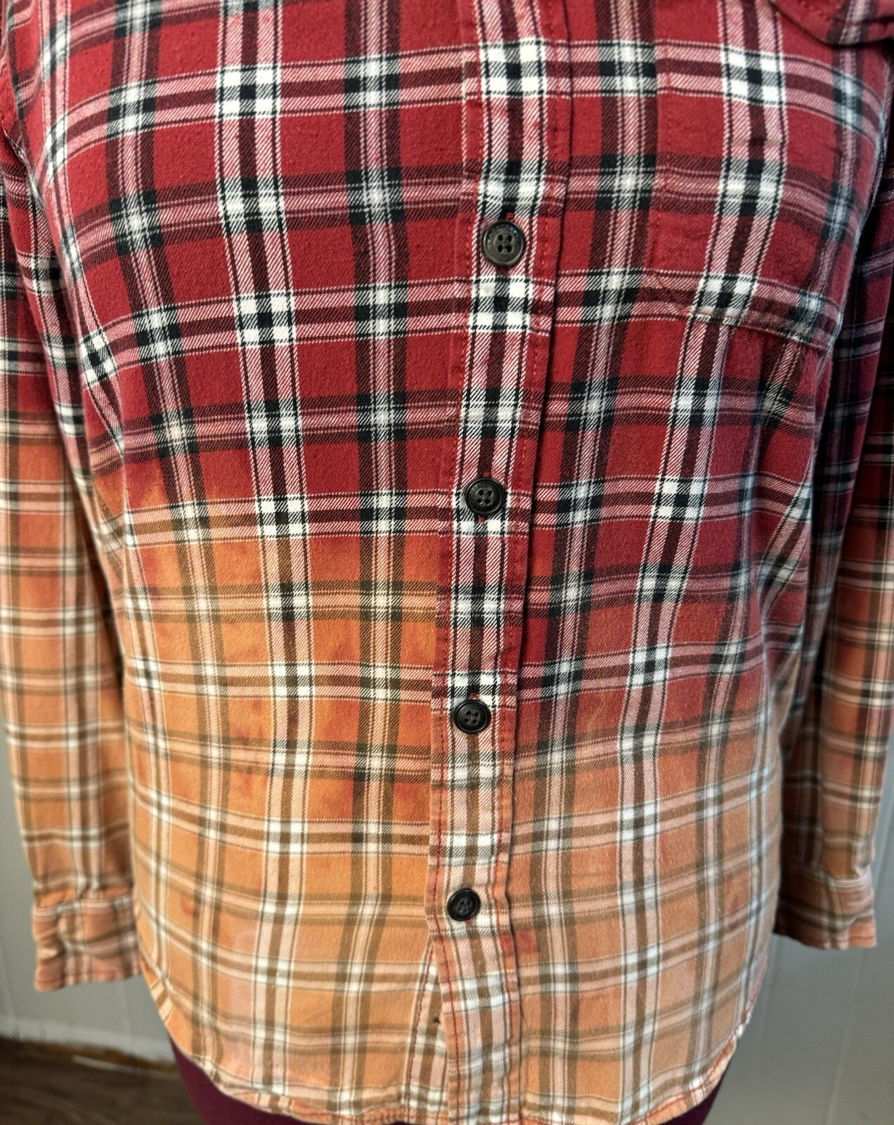 Upcycled Distressed Eagle Flag Bleached Flannel U… - image 4