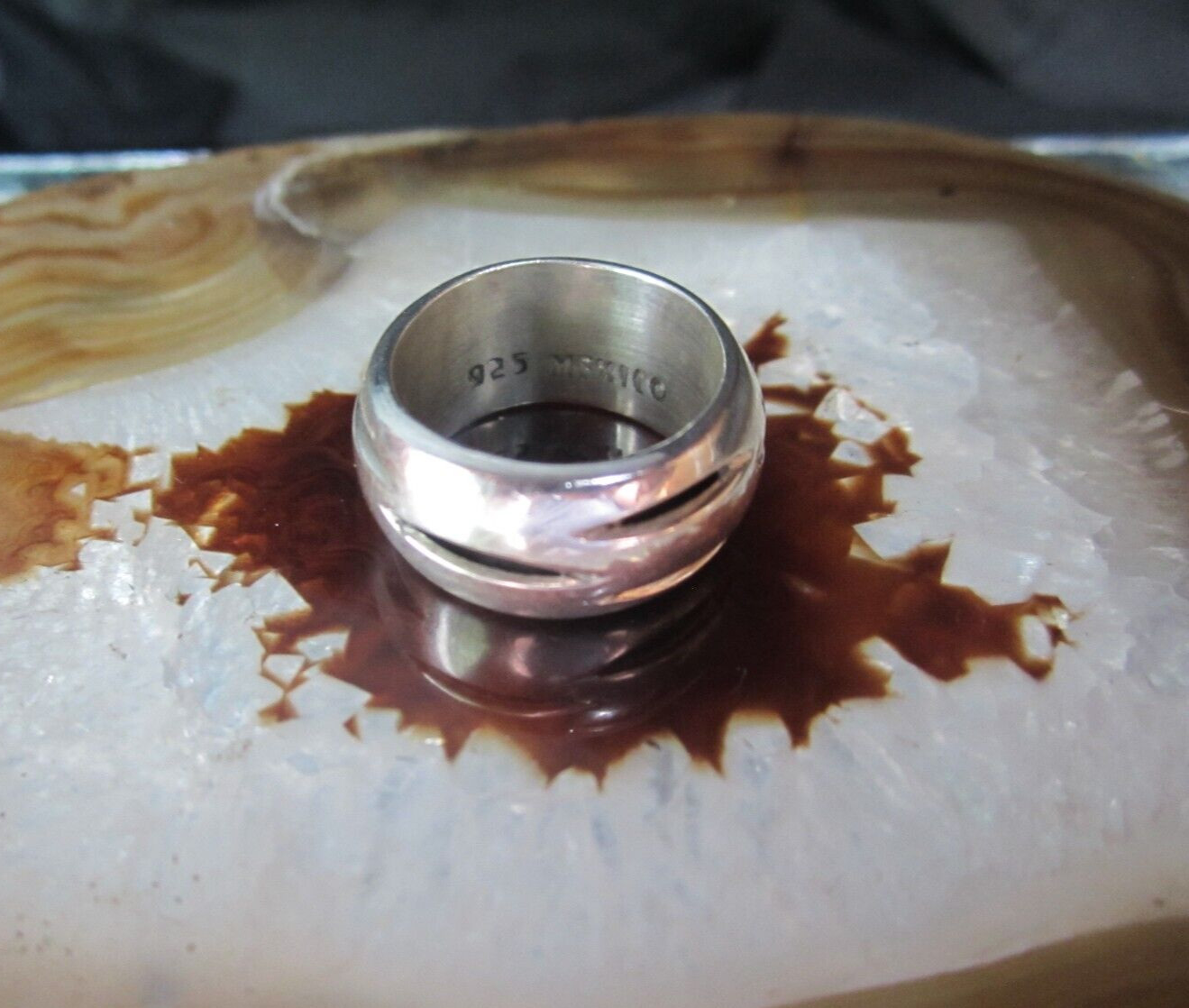 Ring silver 925 massive solid Indian Mexico black… - image 5