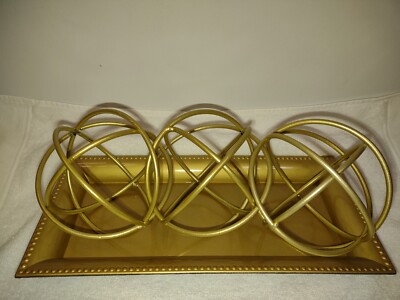 T-V-532,548,530 DECORATIVE GOLD TONE METAL ORB ART DECO SPHERES/ BALLS