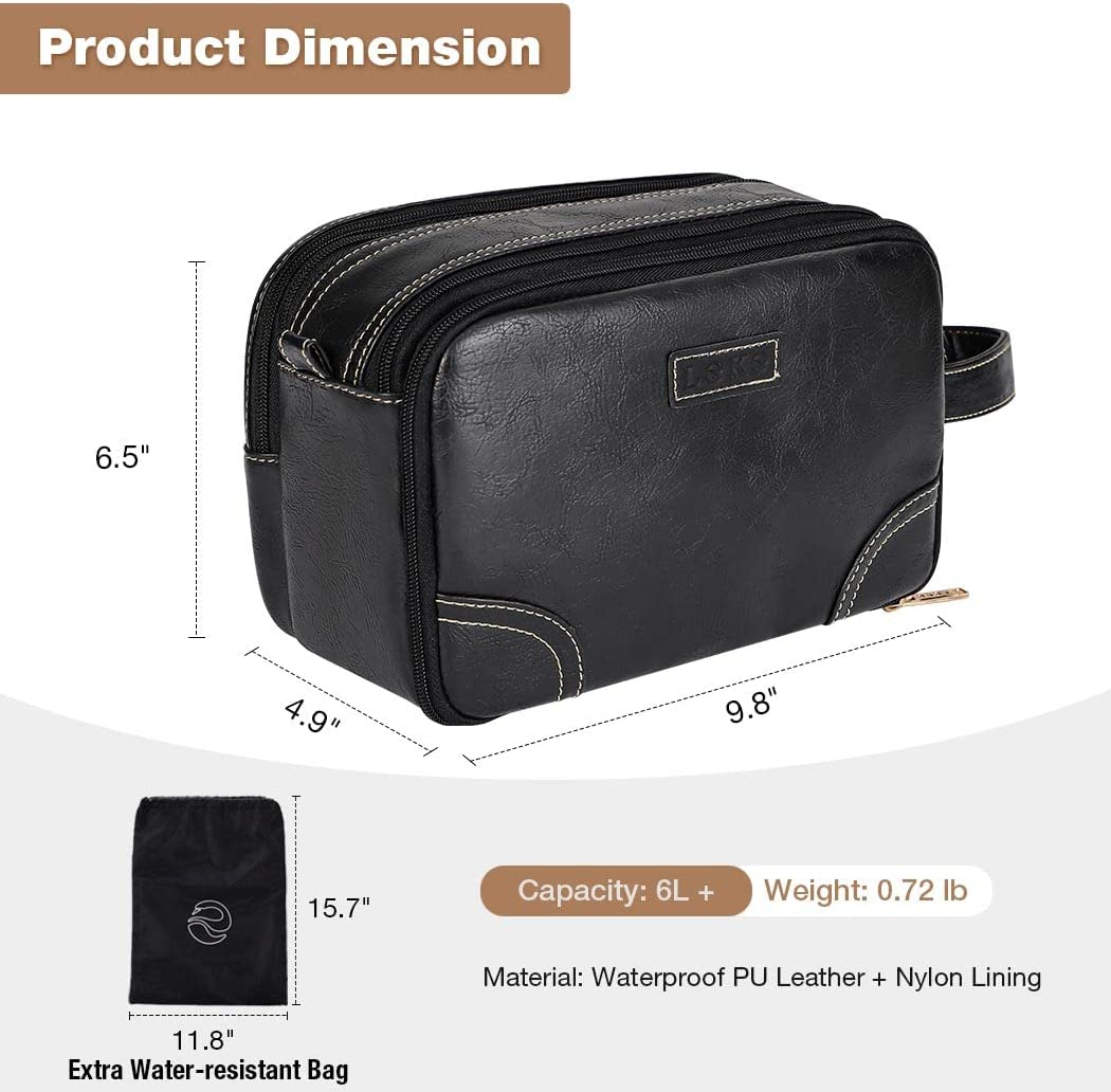 Leather Toiletry Bag for Men, Mens Travel Toiletries Bag Dopp Kit