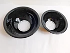 D5 - Pyrex Corning USA Black Glass Nesting Mixing Bowls Clear Bottoms Lot of 2