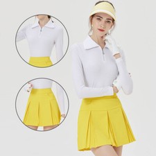 Blktee Lady Long Sleeve Zipper Golf Shirt Female A-lined High Waist Skirts Sets