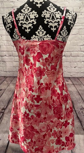 Liz Claiborne Women’s Pink Shiny Satin Roses Print Nightgown Romantic Slip S - Picture 4 of 15