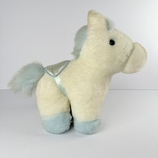 Vintage TB Trading Plush Horse Rattle Pastel Blue and White Toy