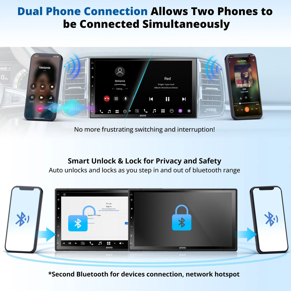 ATOTO DAB+ 7" Doppio DIN AI Android Autoradio Wireless CarPlay 8+128G GPS Navi - Immagine 3 di 4