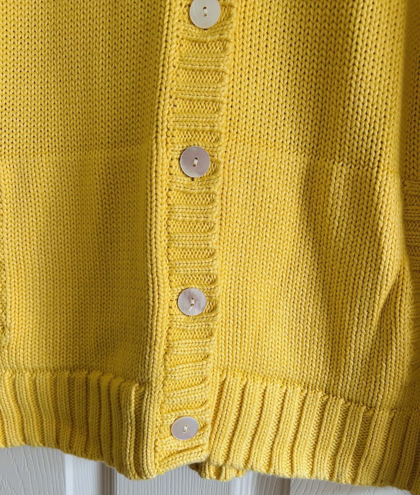 Collared Land Land’s End Thick Cardigan Sweater Yellow Women’s L 14 16 $64 | eBay