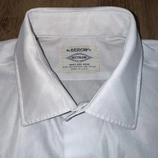 Vintage 60s Arrow Dress Shirt Dectolene Polyester Nylon Wash n Wear Mens Medium