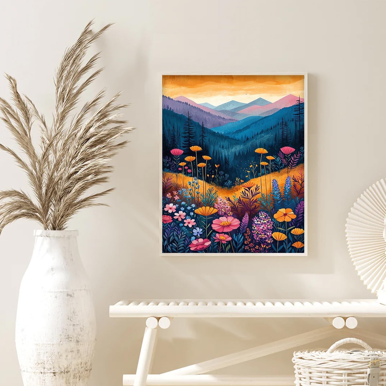 Mountain Canvas Paint by Numbers for Adults,Flowers 16x20inch, Flowers 