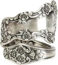 925 Sterling Silver Oxidized Spoon Ring Adjustable Jewelry Gifts for...