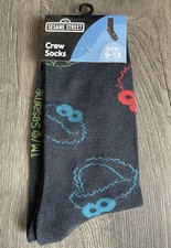 NWT Sesame Street Crew Socks Adult Size 9-13 Elmo Oscar Cookie Monster