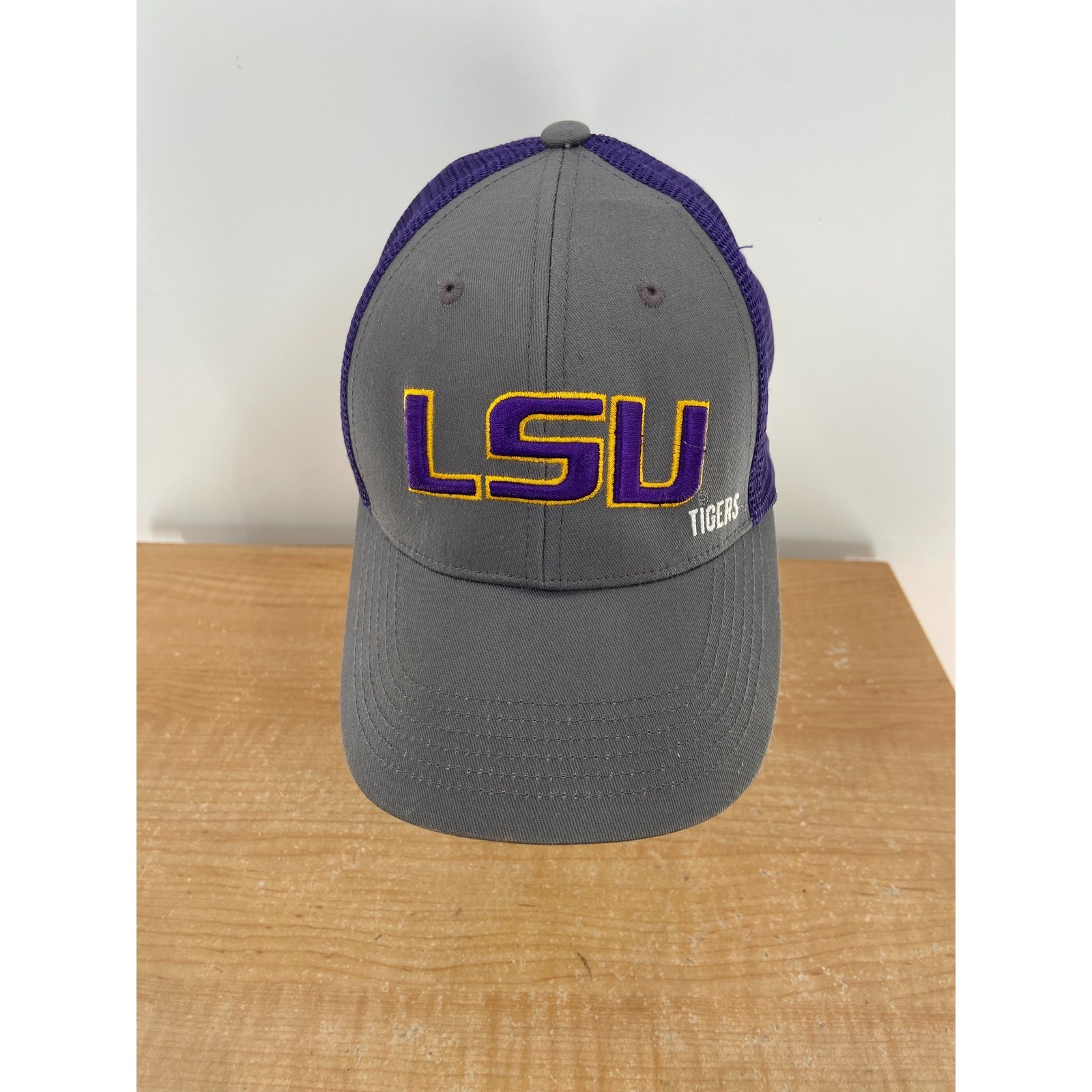 LSU Tigers Baseball Cap Hat Gray Purple Mesh Adult Adjustable Snapback