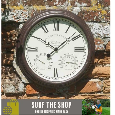 SMART GARDEN BICKERTON WALL CLOCK & THERMOMETER 15 INCH Outside or In - Image 1 of 3