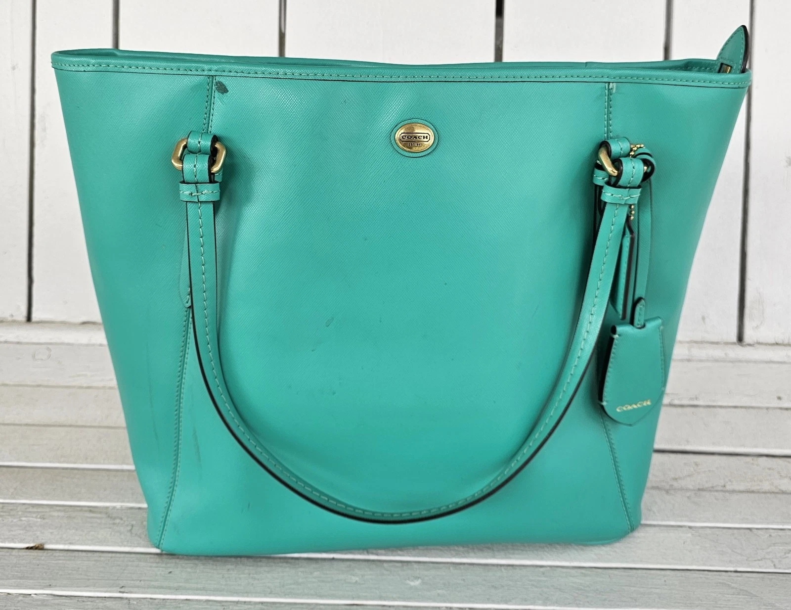 Borsa Coach Peyton Saffiano in pelle con zip tote bag n.A1481 F27349 verde