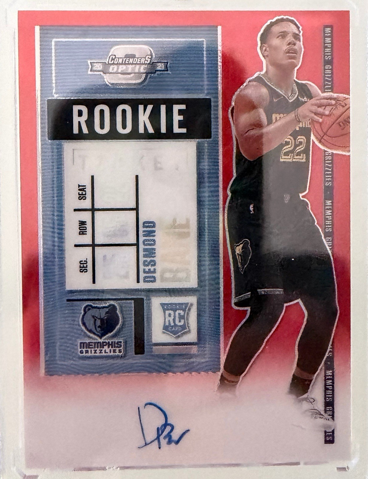 2020-21  Panini Optic Contenders Red Desmond Bane Rookie Ticket /149 Auto