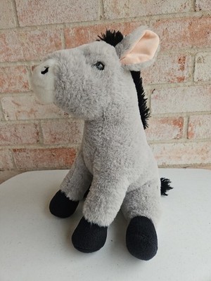The Petting Zoo Donkey Plush Animal Grey Black Mane Feet White Nose
