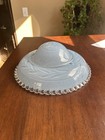 Pair Of Vintage  Light Shades Mid Century Semi Flush Mount Blue Dome Floral — photo 2