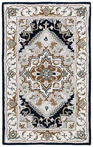  Heritage Collection Accent Rug - 3' x 5', Grey & Navy, Handmade Traditional  - Image 2 of 4