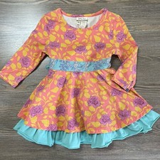 EUC Matilda Jane Dress Size 2T, Item D1687, Mixed Floral Tie Ruffle Dress
