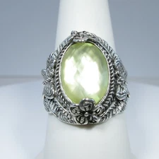 Sarda Sterling Silver & Buttercup MOP Quartz Triplet Ephemeral Ring Size 8