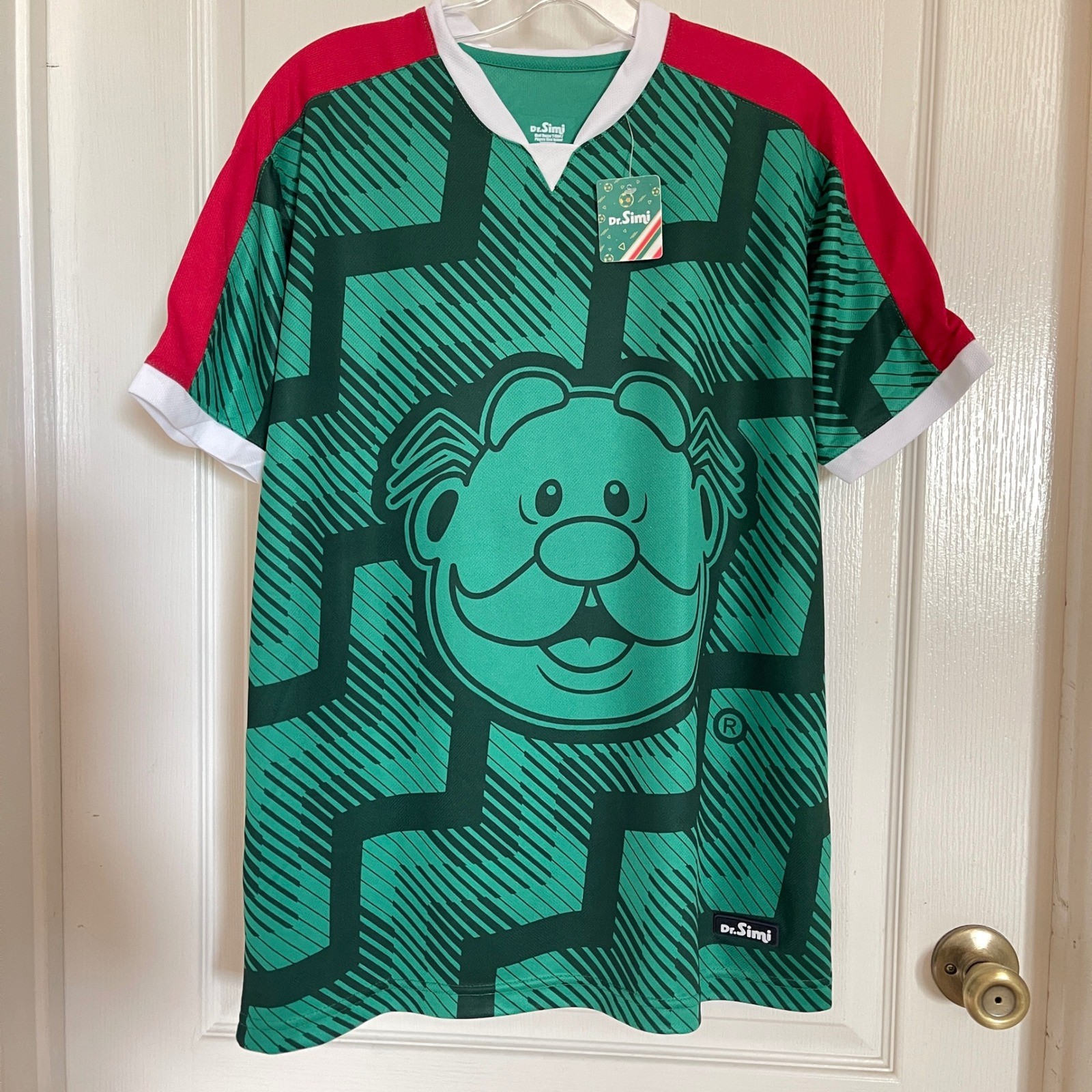 Dr Simi Mexico Soccer Jersey Mens S/M Green Red White Farmacias de Similares NEW
