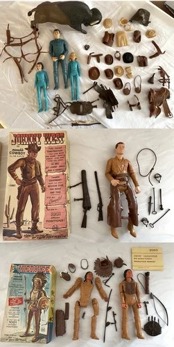 Lot Of Vintage 1960s Marx Johnny West Best Of The West Figures w/Accessories