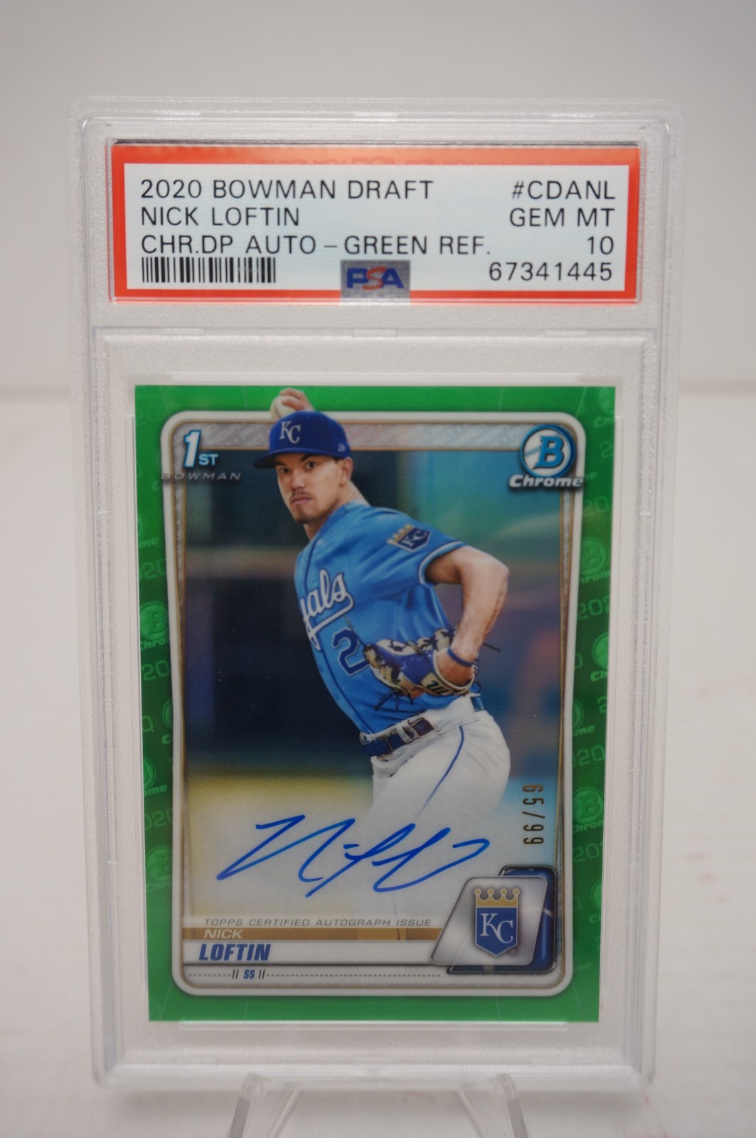 2020 Bowman Draft Nick Loftin Auto /99 Green PSA 10