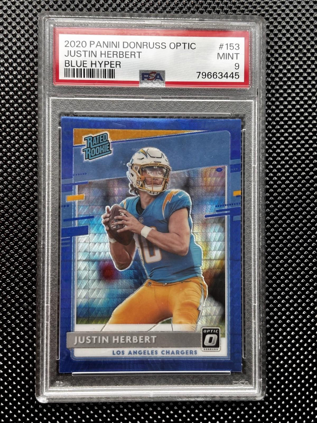 2020 Optic Justin Herbert ROOKIE Blue Hyper PSA 9
