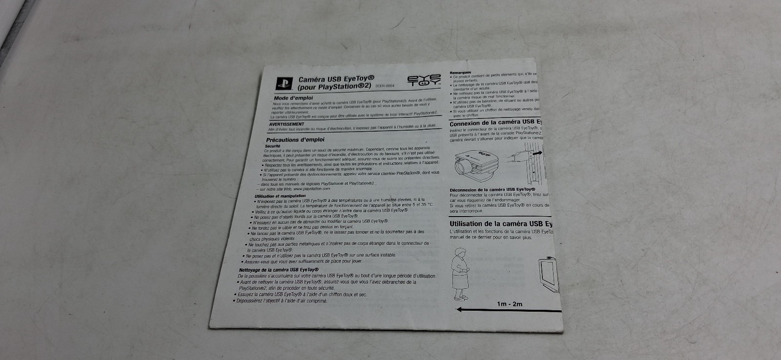 Notice Sony Playstation 2 PS2 Caméra USB EyeToy