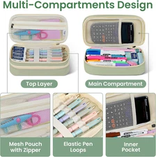 Large Pencil Case Pouch For Girls, Big Cute Pencil Pen Bag Organizer with Zip...