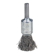 Crimped Wire Solid End Brush, Stainless Steel, 22,000 RPM, 1 in x 0.014 in