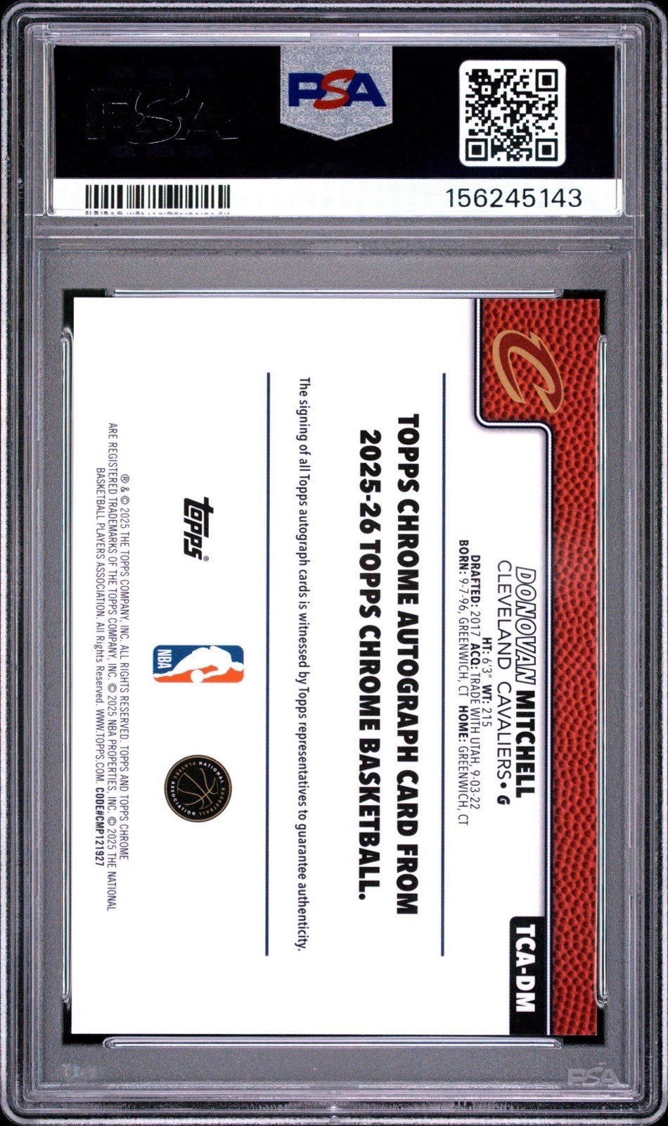2025 Topps Chrome Donovan Mitchell Autographs PSA 10 POP 1!!! view 2