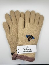 Vivienne Westwood Knit Logo Gloves   Beige   Soft  Cozy   NWT