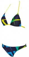 Arena Damen Badeanzug Schwimmanzug Scrawl Triangle, Gelb/Blau, DE36 UK/USA32