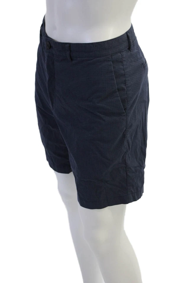Pantalones Cortos Informales Theory Para Hombre Algodón Cuadros Cremallera Cierre Botón Azul Talla 36 Foto 2 de 4