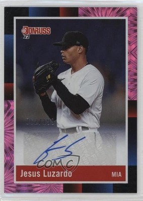2022 Donruss Retro 1988 Signatures Pink Fireworks 62/199 Jesus Luzardo Auto l5w