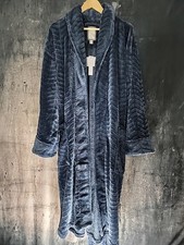 DANIEL BUCHLER Mens Navy Blue Herringbone Long Plush Robe L/XL NWT SUPER SOFT