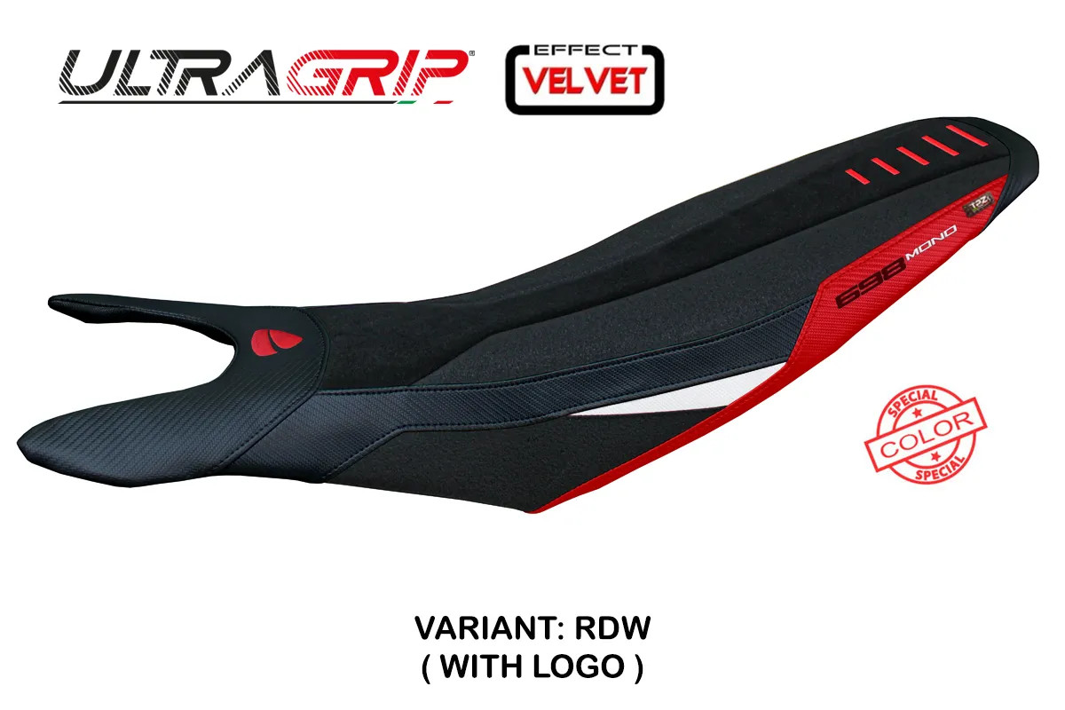 Seat cover Cairoli Velvet UG Red-Whi+logo Tpz DUCATI HYPERMOTARD 698 M 2024 2026