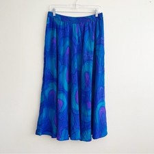Vintage silk tie dye maxi skirt fairy long colorful boho hippie festival fun S