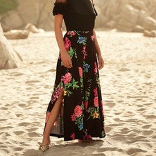 Joseph Ribkoff Pant Style 201419 Super Wide Split Leg Pull On Large Floral Print