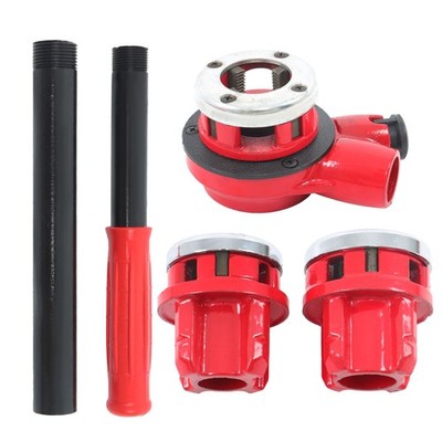 Pipe Threading Tool Manual Ratchet Pipe Threader Kit W/ 3 Dies 1/2'' 3/4'' 1'' NPT