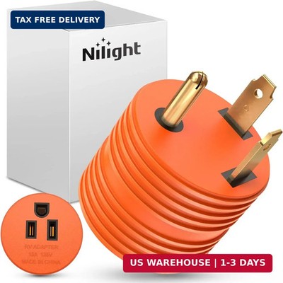 Nilight 30 Amp to 15 Amp RV Power Adapter 110 Volt Heavy Duty RV Plug TT-30P to