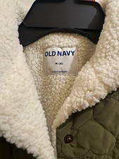 Old Navy Boys Quilted Sherpa-Lined Snap Jacket w/ Pockets Green/White M 8