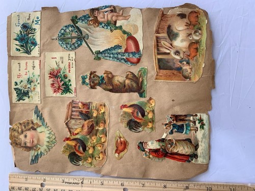 20 Antique Calling Greeting Die Cut Art Cards on 1 Page Bible Rose Angel Animals - Picture 8 of 9