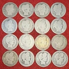 (16) 1896-1916 P D O Barber Quarters US 25C 90% Silver Coin Lot $4 Face Value FV