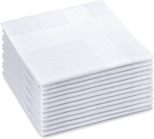 12 Pcs Men's Cotton Handkerchiefs White Pocket Squares Breathable Stylish