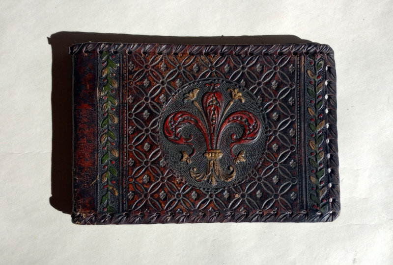 Victorian Art Deco Nouveau hand tooled embossed leather photo album devil Satan