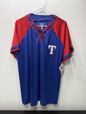 Texas Rangers Shirt Womens XXL Blue Red MLB Baseball Majestic Cool Base Tee